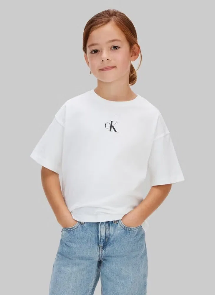 Футболка с принтом монограммы Calvin Klein Jeans, белый