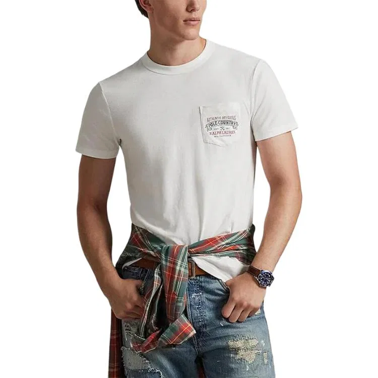 Мужская футболка с нагрудным карманом Polo Country Polo Ralph Lauren, White — фото 3