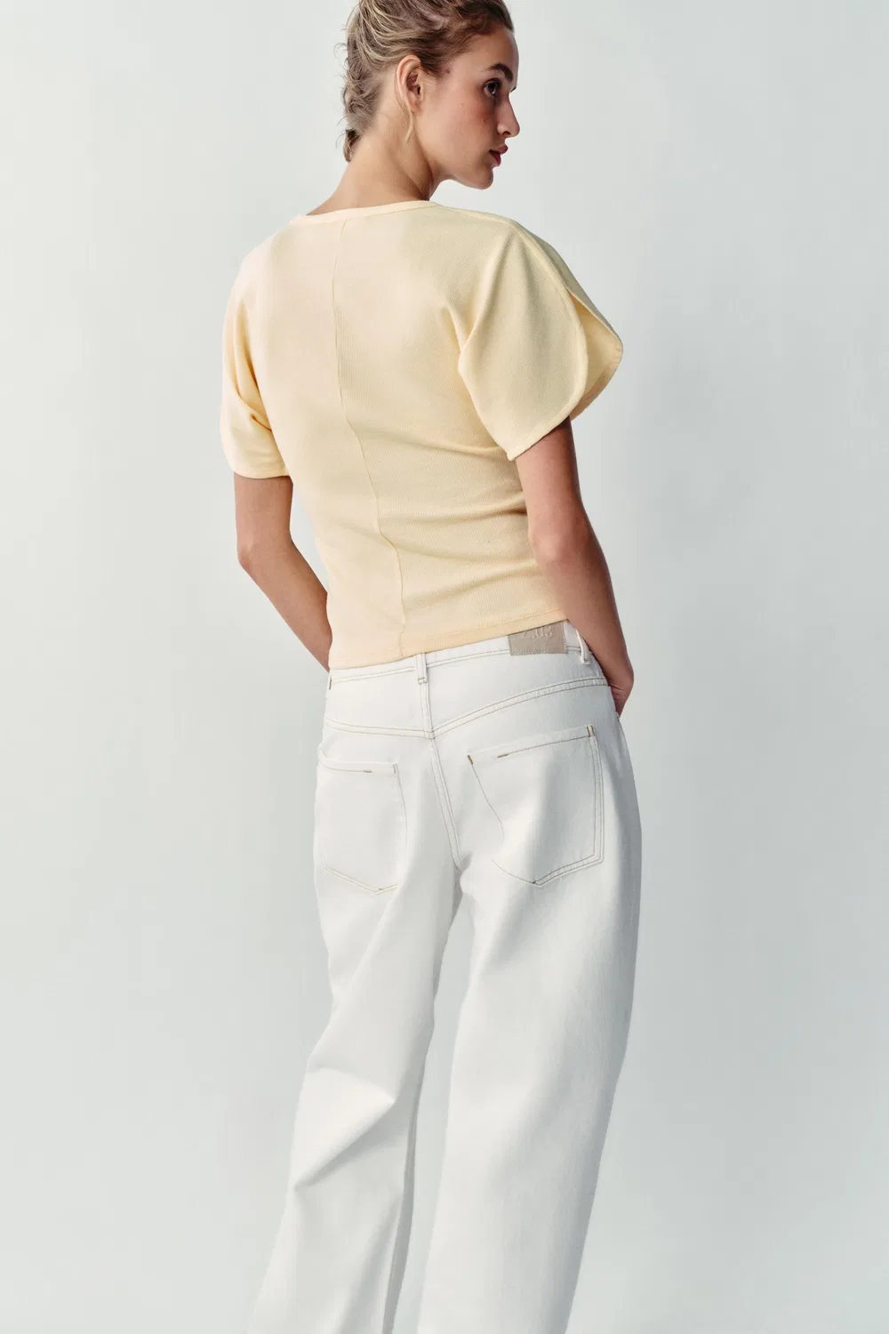Футболка с широкими рукавами ZARA, Yellow — фото 4