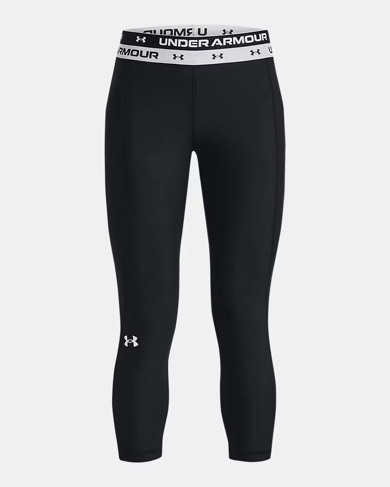 Леггинсы детские укороченные 51 см, быстросохнущие HeatGear Printed UnderArmour, Black/White
