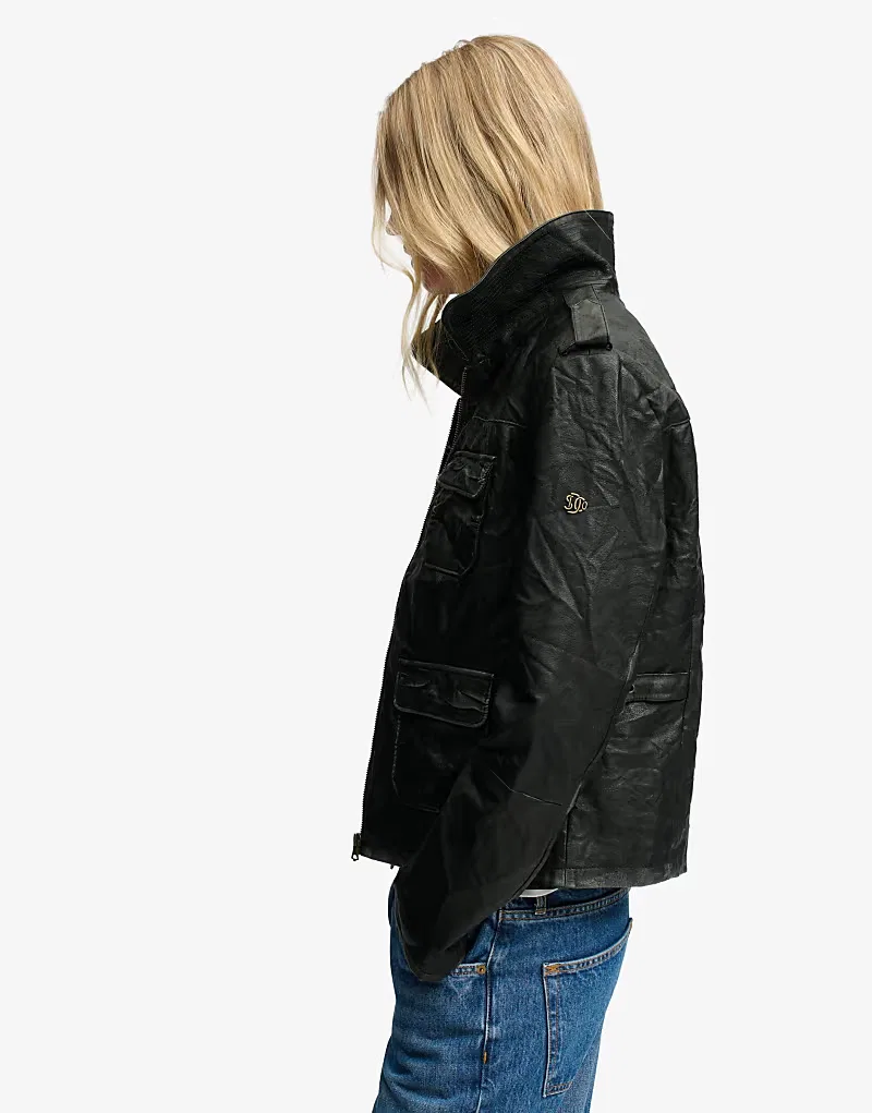Куртка Superdry Angelina из искусственной кожи, черный