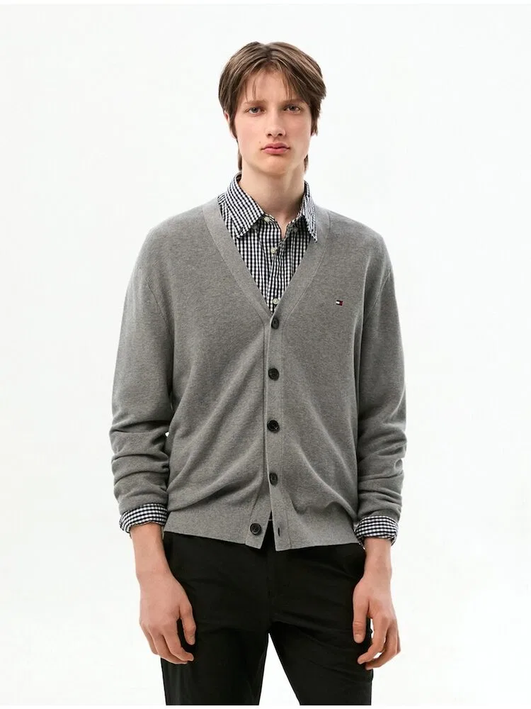 Кардиган из хлопка Cool Touch TOMMY HILFIGER, Grey