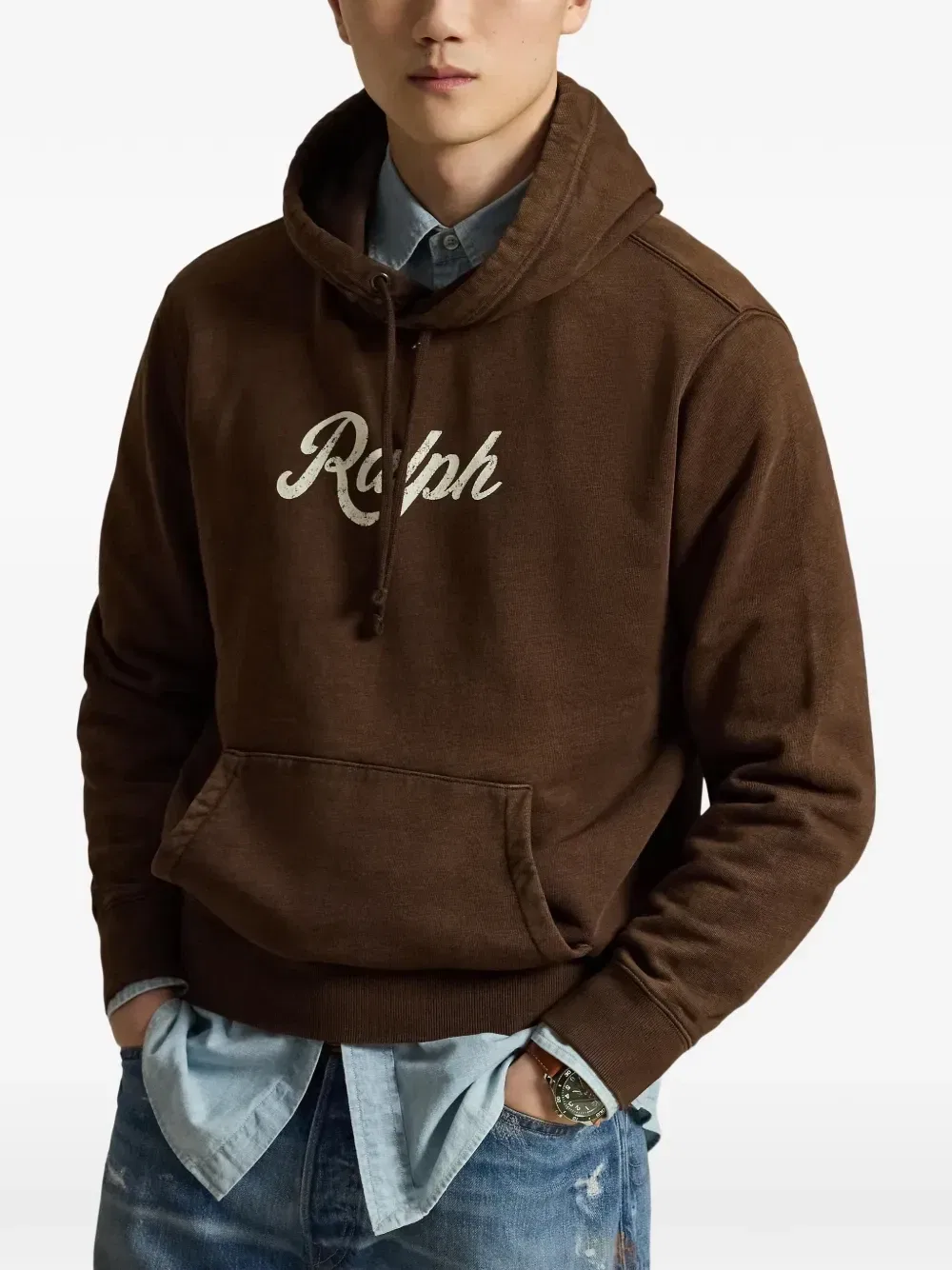 Худи с кулиской и логотипом Polo Ralph Lauren, коричневый — фото 3