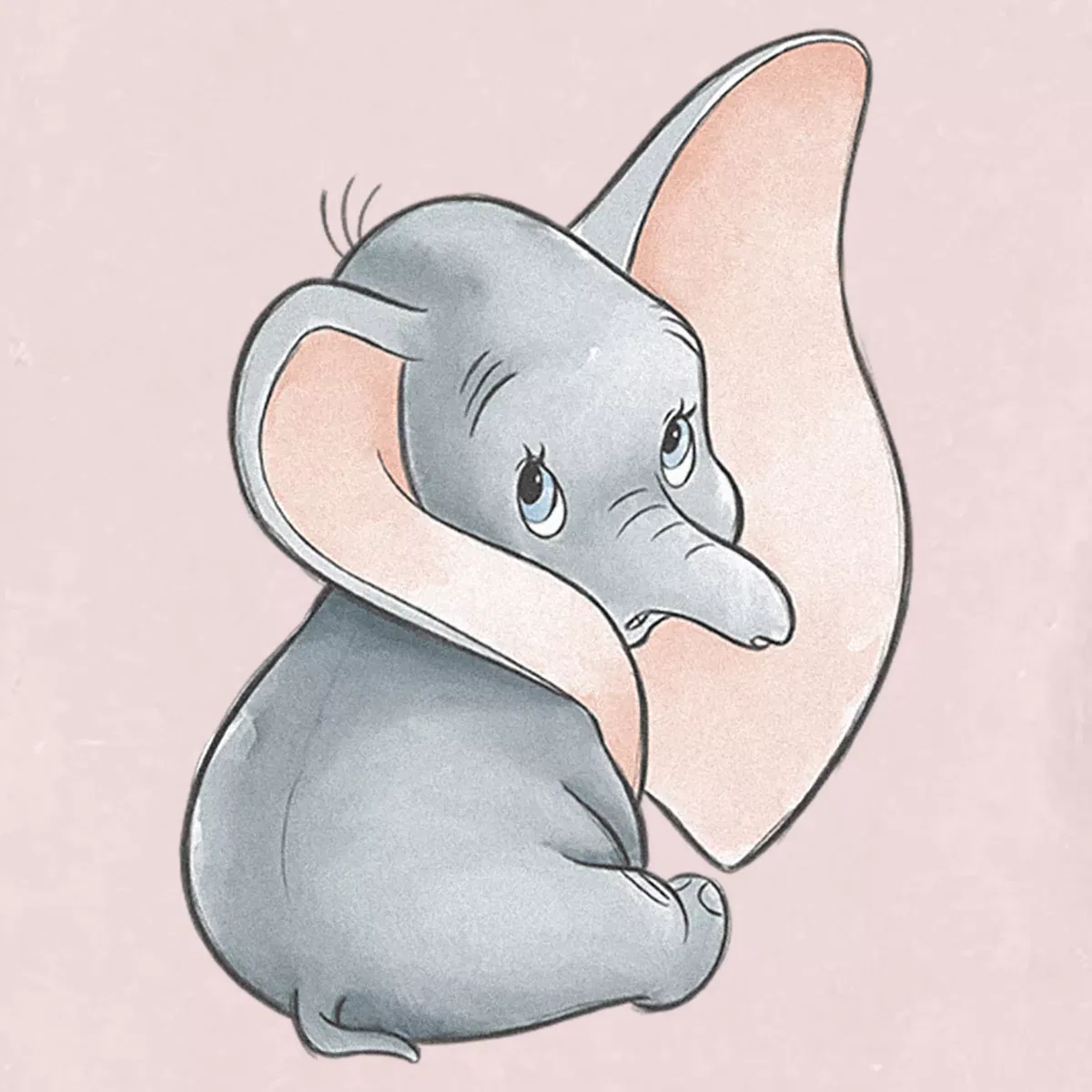 Детская футболка с принтом Dumbo Cute Elephant Ears Dumbo, Light Pink — фото 2