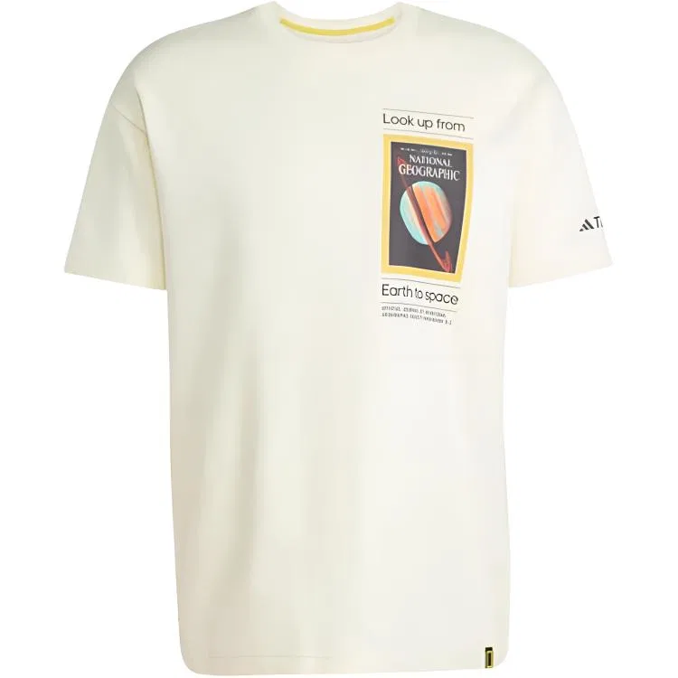 Унисекс футболка с принтом AEROREADY National Geographic Japan Version Adidas, Ivory White