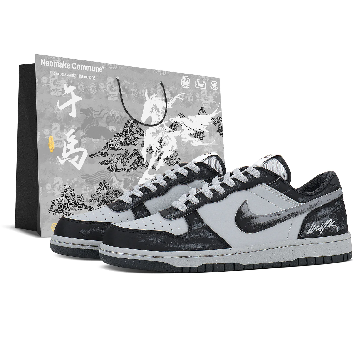 Nike Кроссовки Big Low top Skateboard Shoes мужские Black Gray