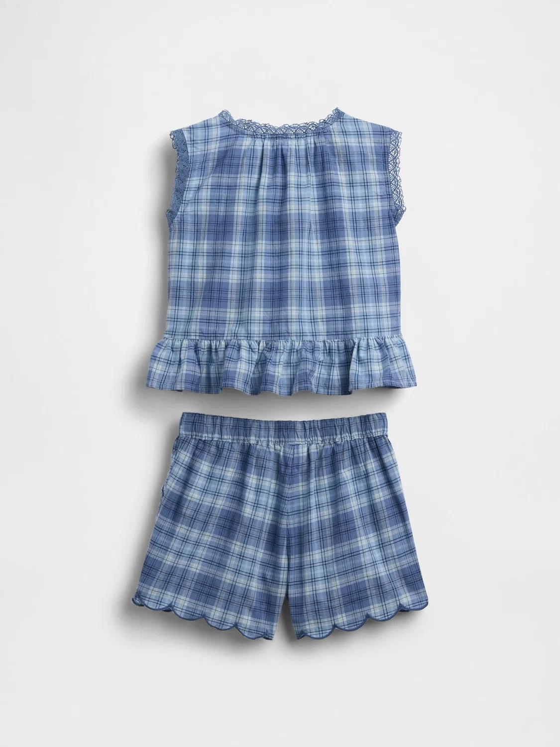 Детский костюм из двух предметов, клетка Gap, синий — фото 2