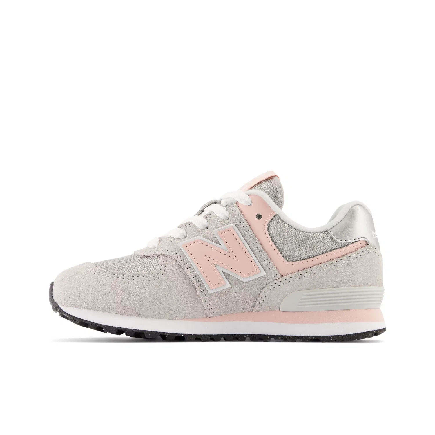 Детские кроссовки на шнуровке 574 Core Lace New Balance, Rain Cloud With Pink Haze — фото 4