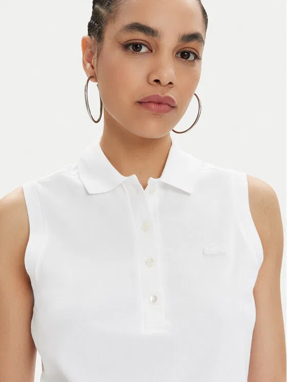 Поло Lacoste Slim Fit, Белое — фото 4
