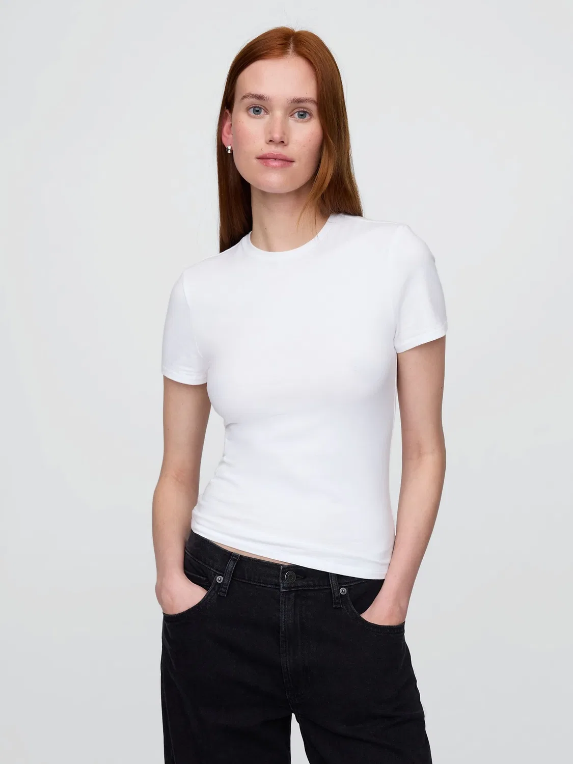 Футболка облегающая Gap CloseKnit, белый