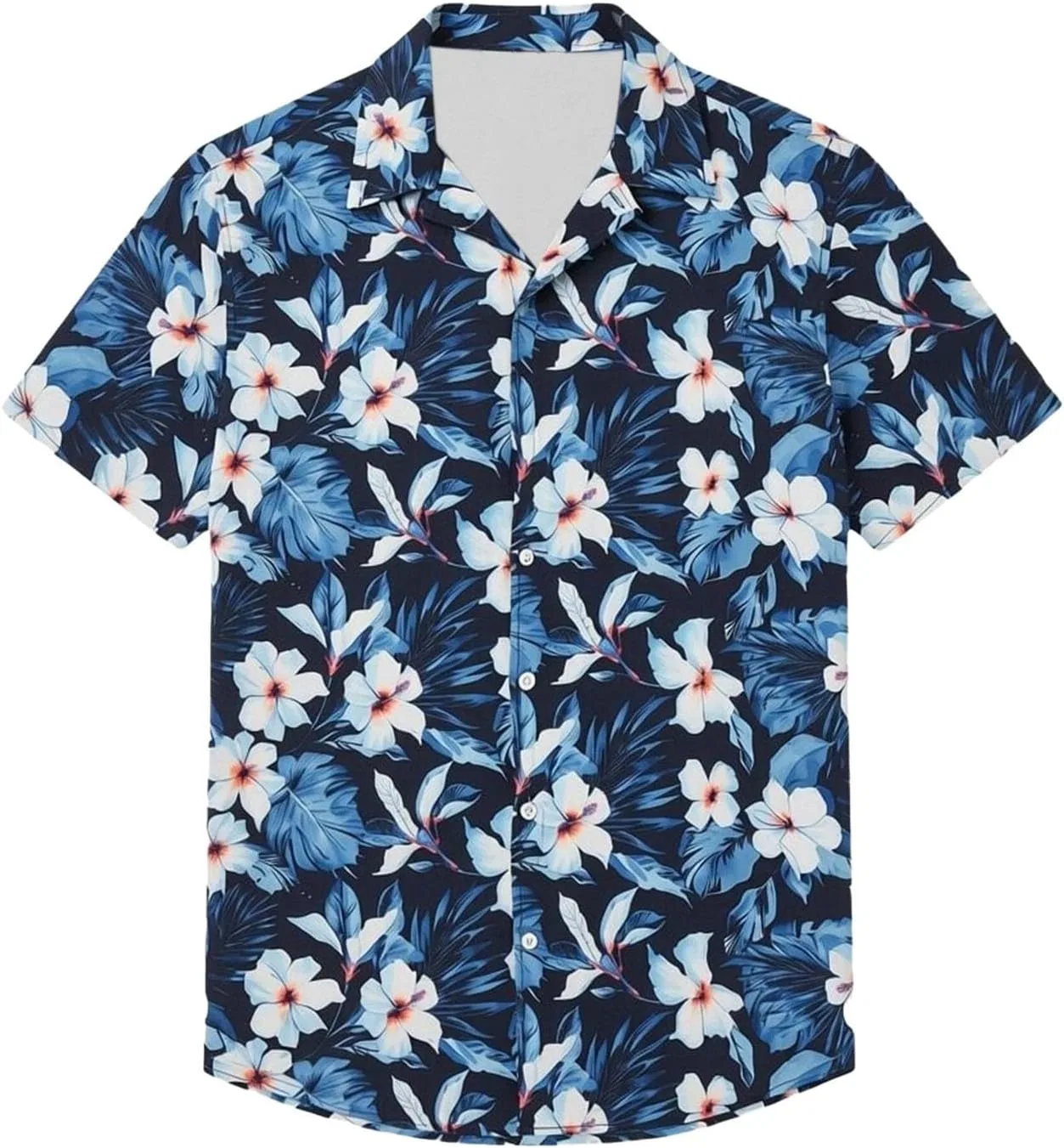 Мужская рубашка с коротким рукавом, с принтом, Hawaiian Shirt, тёмно-синий — фото 3