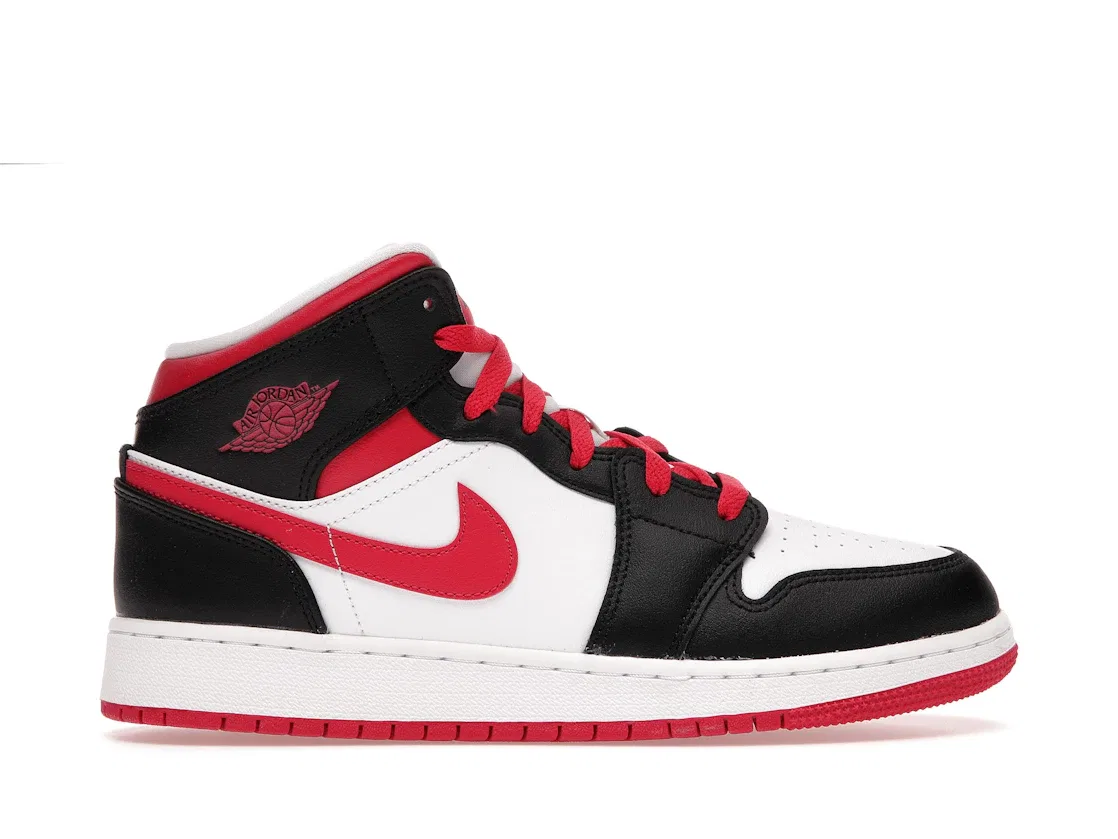 Детские кроссовки Lifestyle с принтом Jordan 1 Mid Very Berry, Черный/Белый-Very Berry
