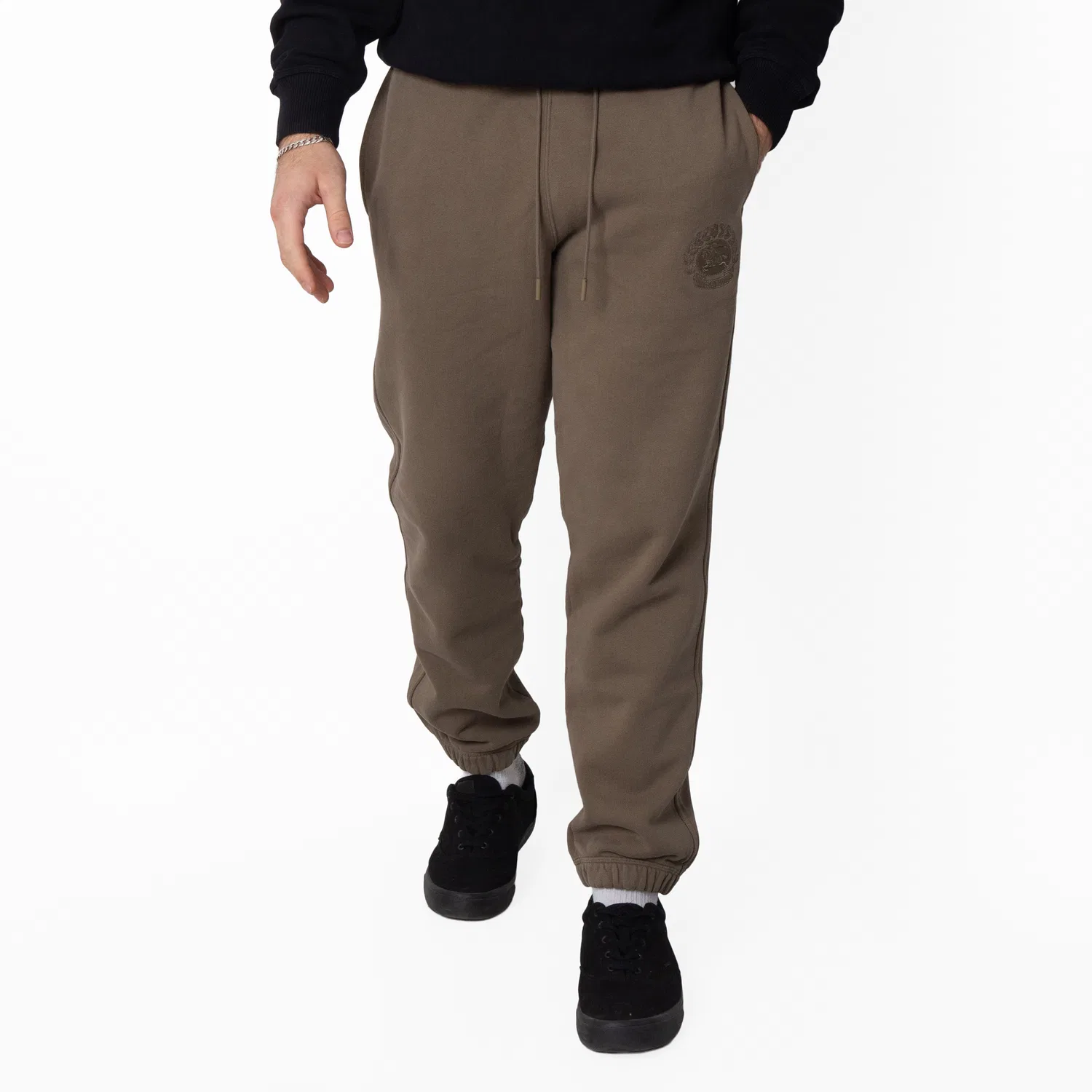 Брюки хлопковые с вышитым логотипом Burberry, Silt