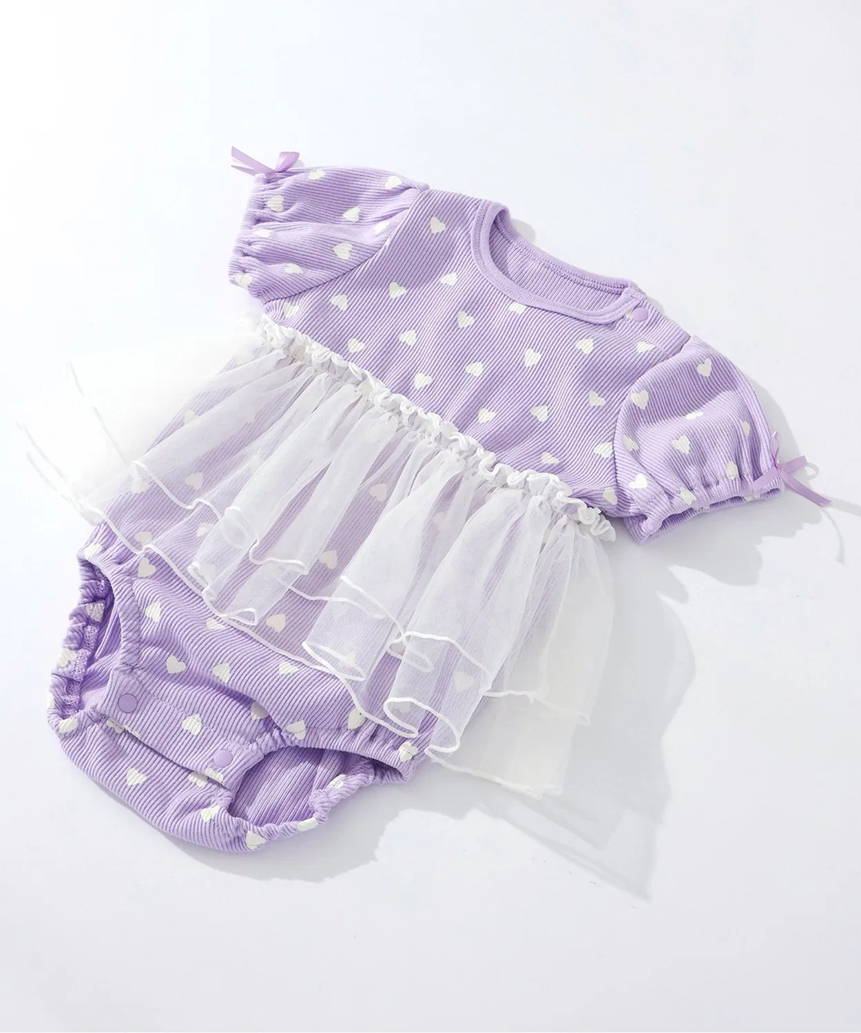Детский боди-комбинезон с тюлевой пеплум-юбкой, модель Chiffon Peplum Bodysuit, apres les cours, Lavender