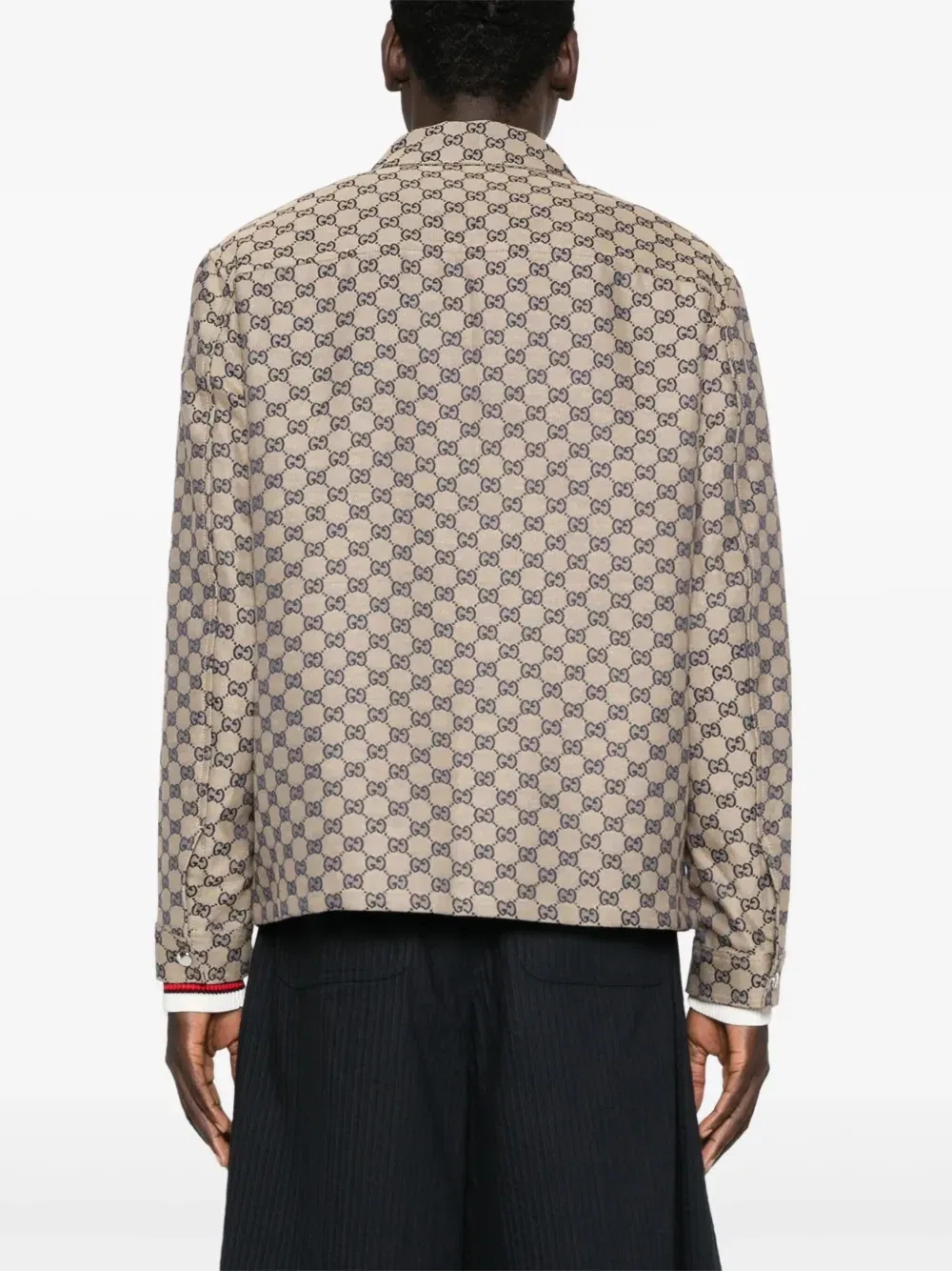Куртка-рубашка из канваса с логотипом GG GUCCI, бежевый — фото 4