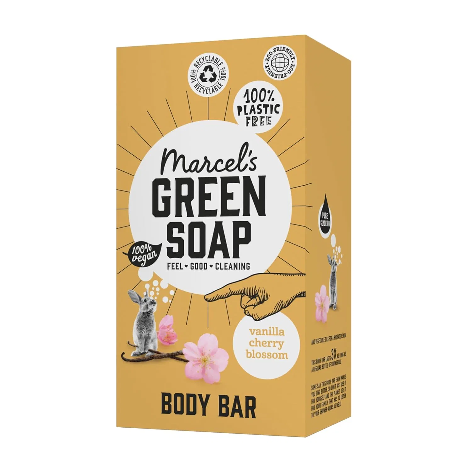 Душ-бар с ароматом ванили и вишневого цвета, Marcel's Green Soap, 150 г, Vanilla & Cherry Blossom