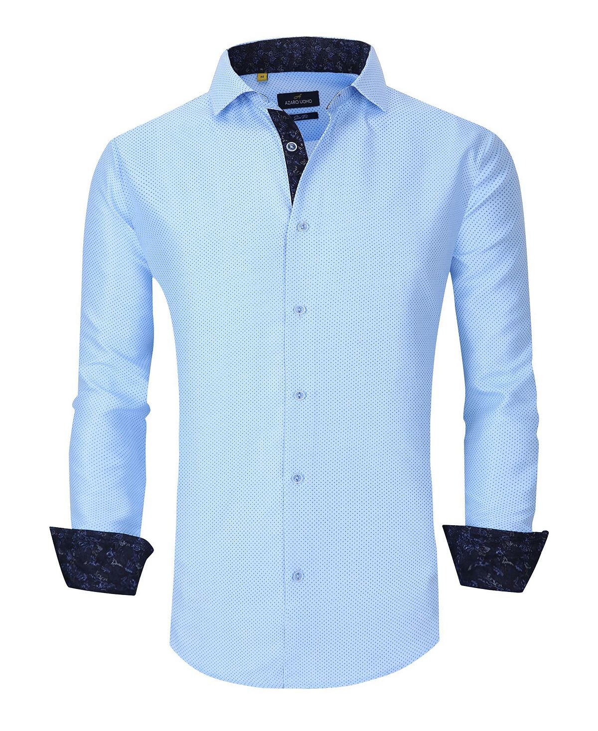 

Мужская классическая рубашка slim fit business в морском стиле на пуговицах Azaro Uomo, светло-синий