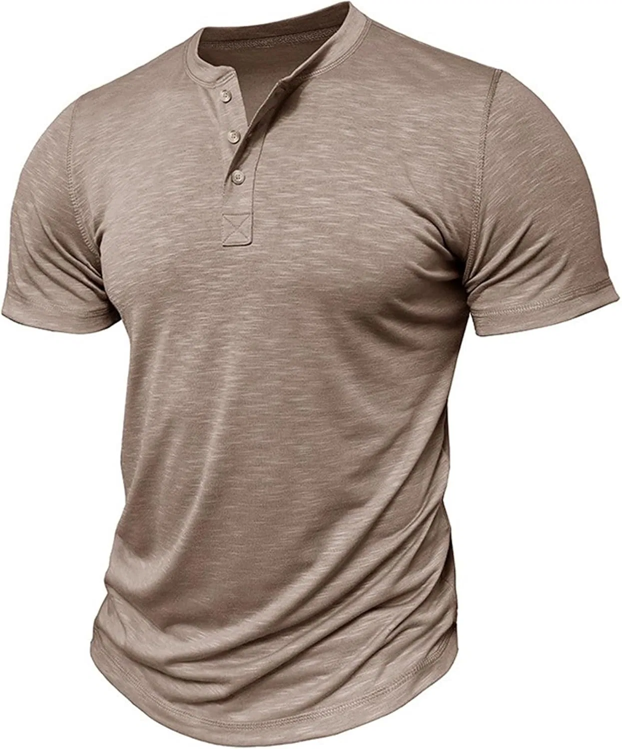 Мужская хенли футболка с пуговицами Classic Lightweight, Khaki — фото 4