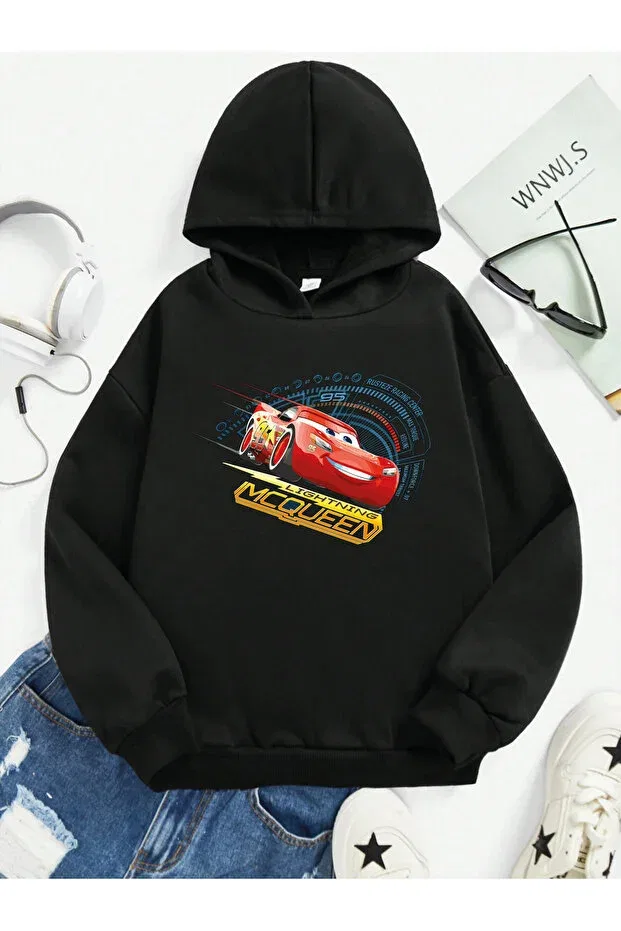 Детское худи для девочек с принтом Mcqueen Printed Svart Wear, Black