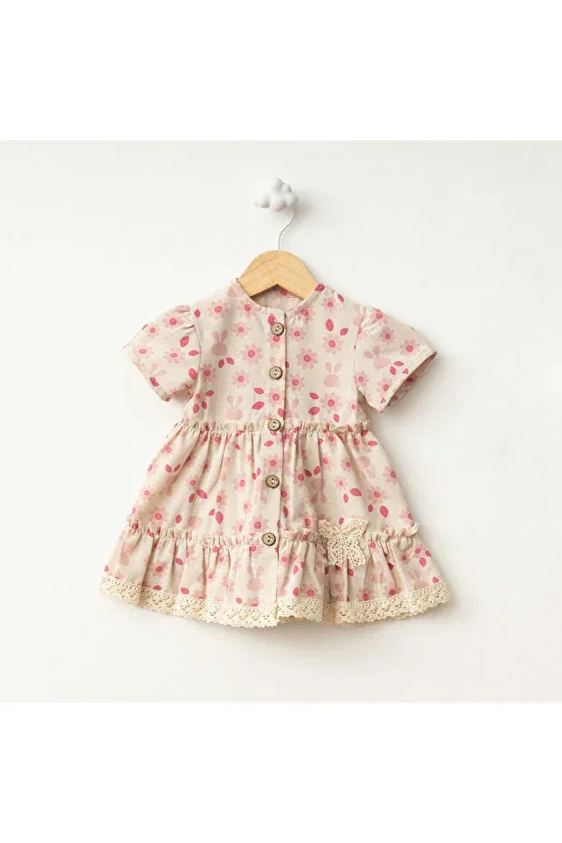 Детское платье для девочек с цветочным принтом Baby fou flower print button dress Generic Brands, Pink