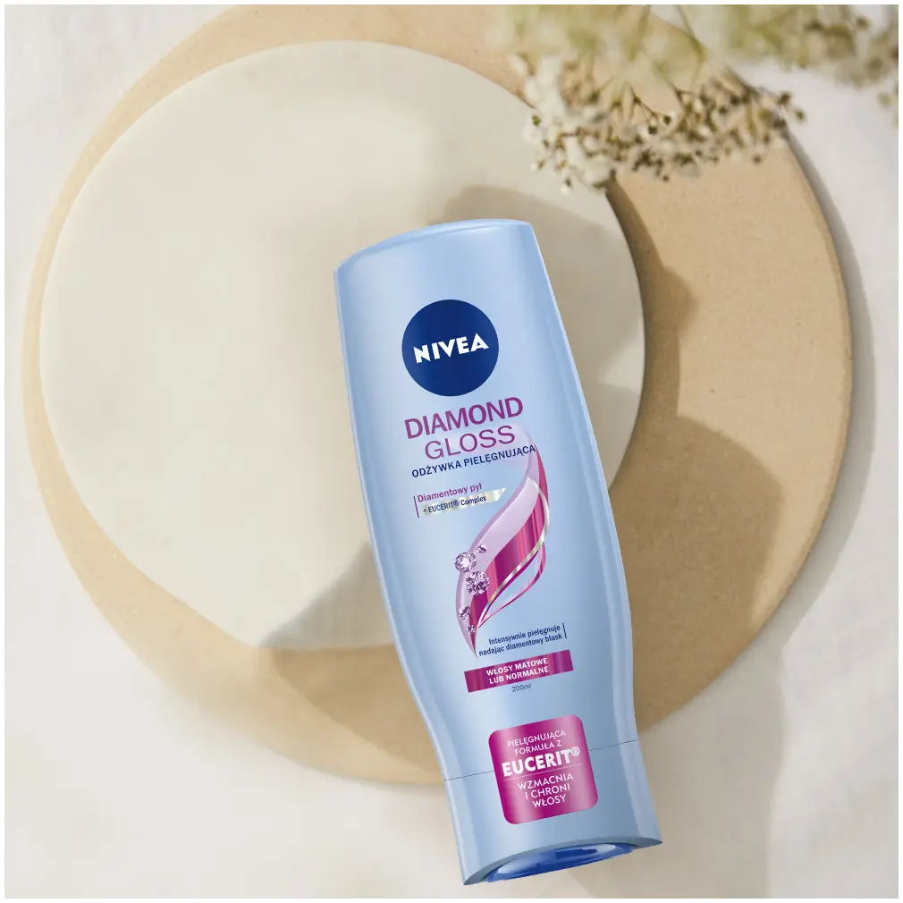Nivea Diamond Gloss Care нежный кондиционер для волос с алмазной пылью, 200 мл — фото 3