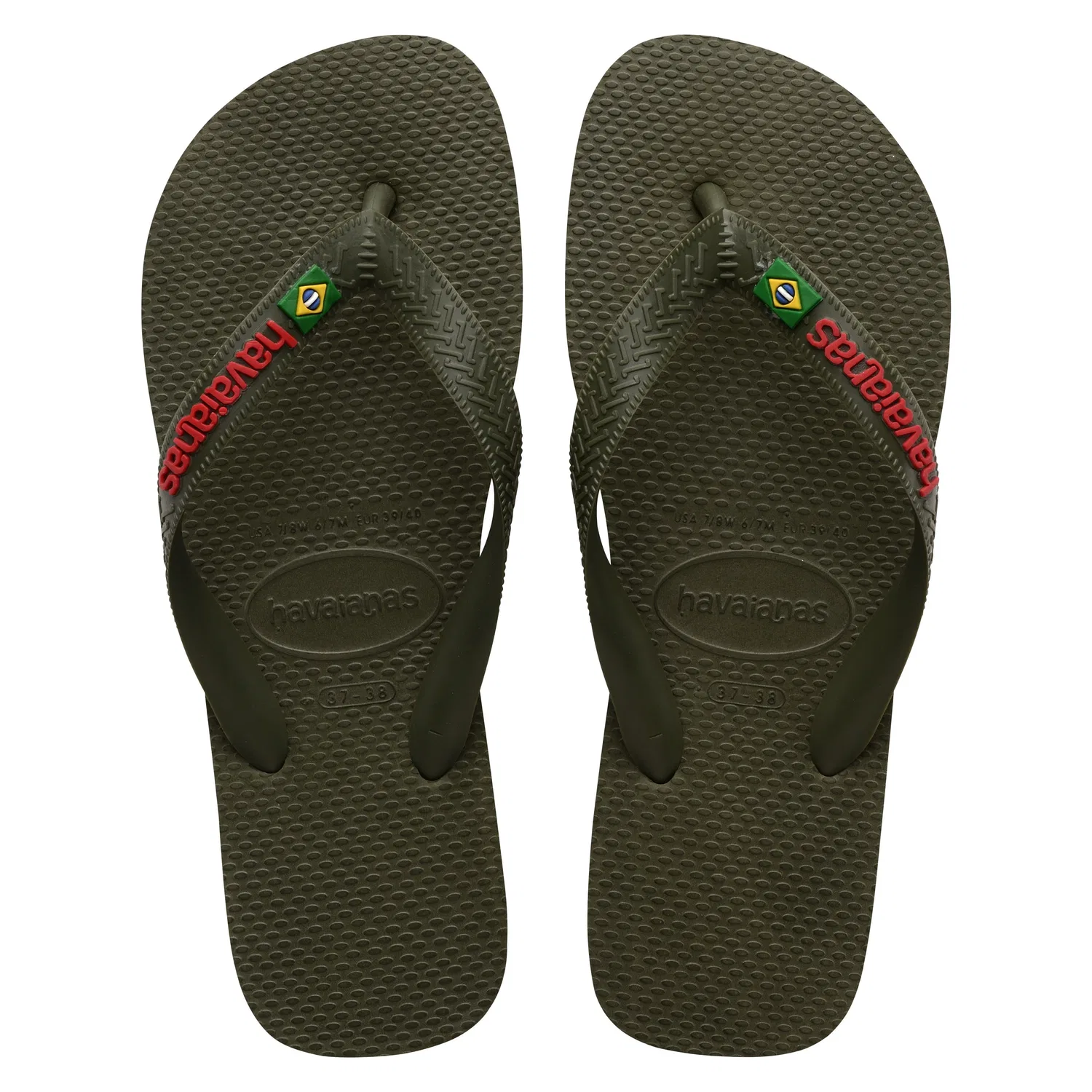 Шлепанцы детские с логотипом Brasil Logo Havaianas, зеленый