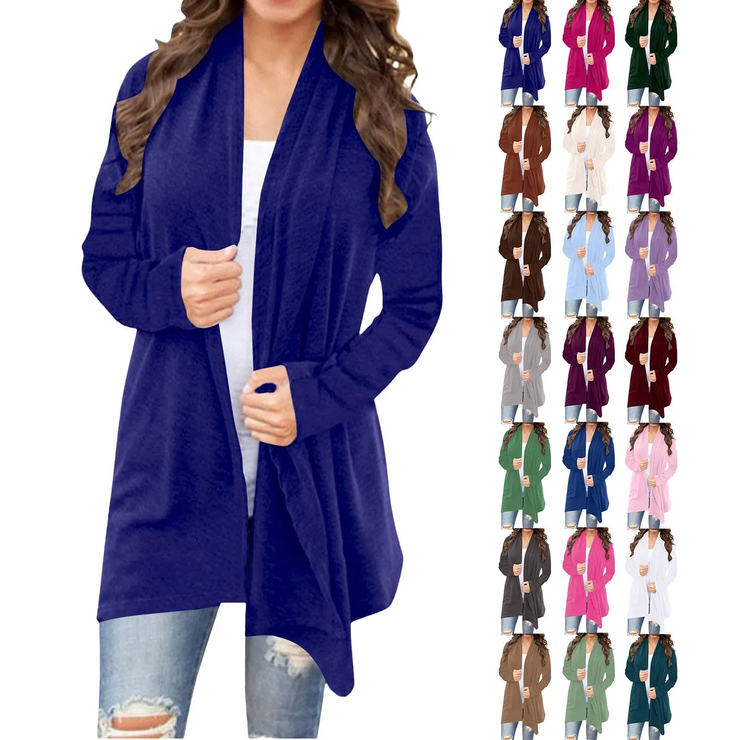 Женский удлиненный кардиган с длинным рукавом, Light Purple