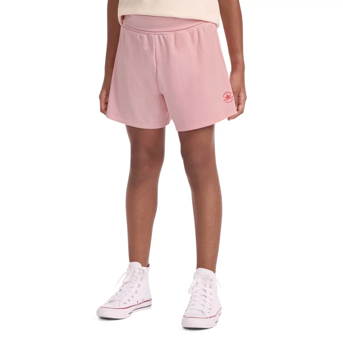 Детские шорты для девочек трикотажные с завышенной талией Converse, Peach Pink
