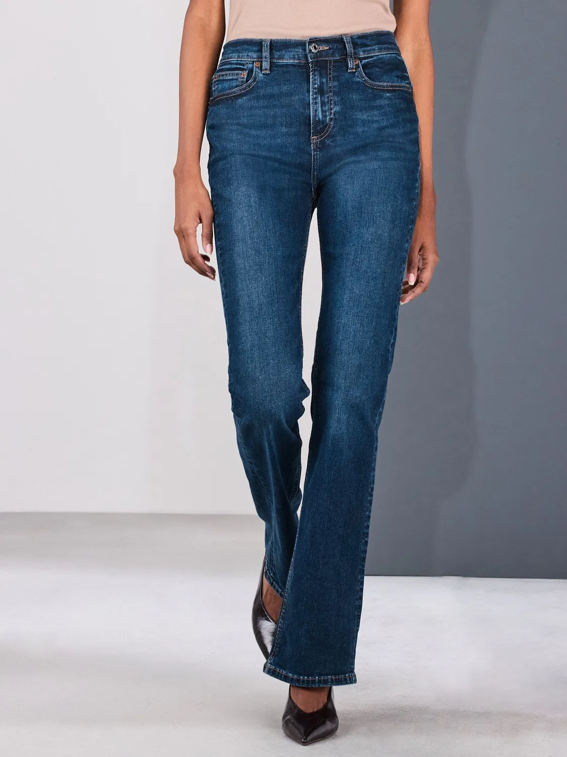 Джинсы буткат, stretch, Dark Blue Mid Rise Stretch Bootcut Jeans Next, темно-синий — фото 2