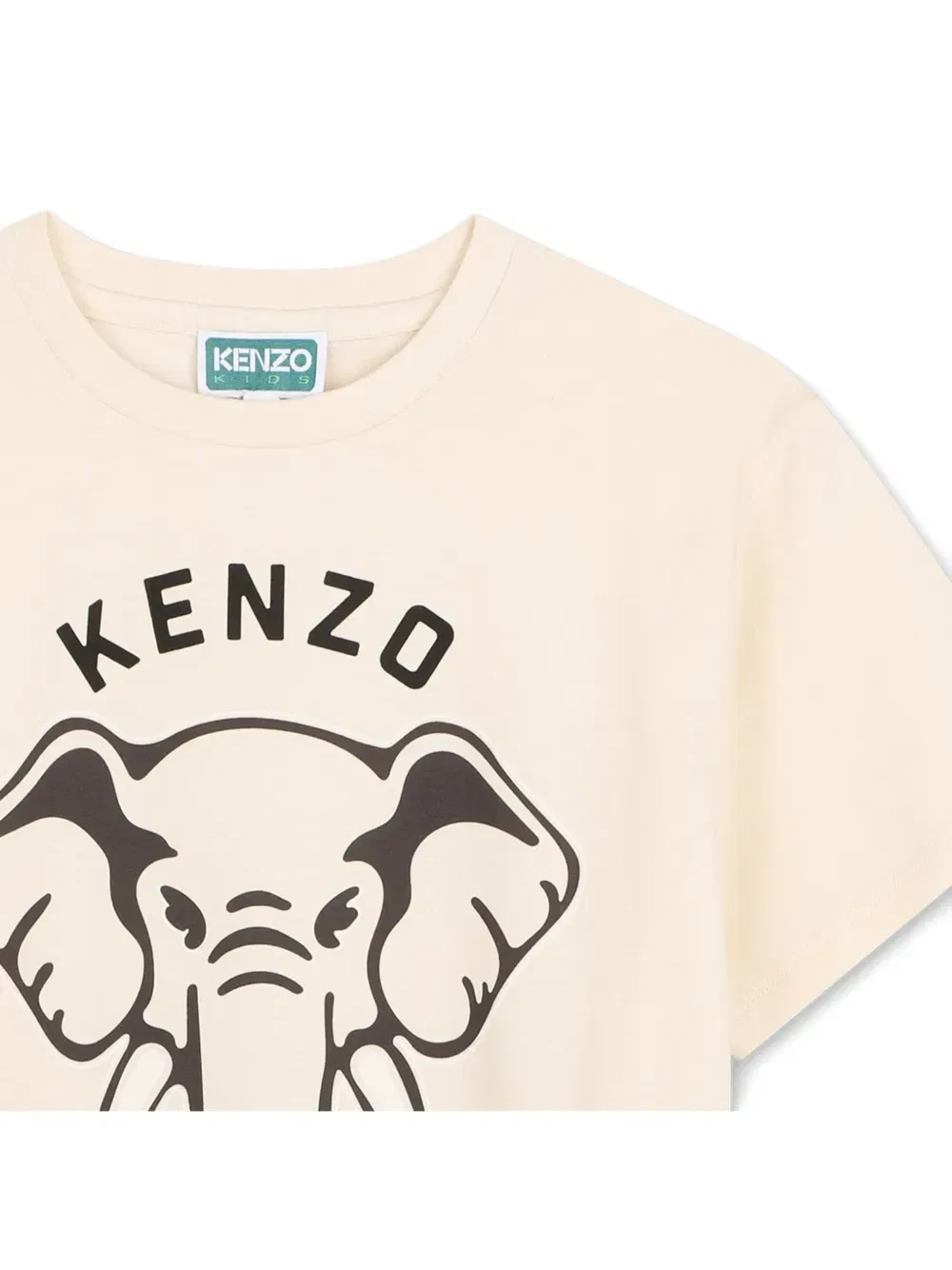 Футболка с принтом слона Kenzo Kids, бежевый — фото 3
