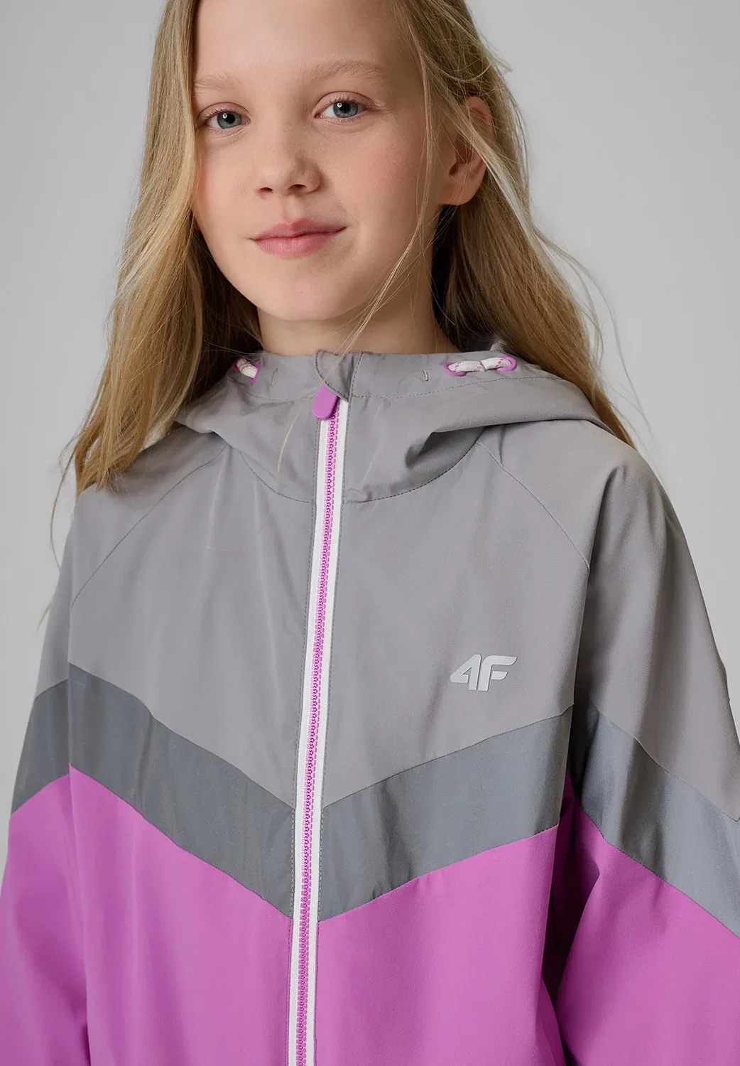 Kurtka przejściowa dziewczęca - тренировочная куртка 4F, Light Violet — фото 4