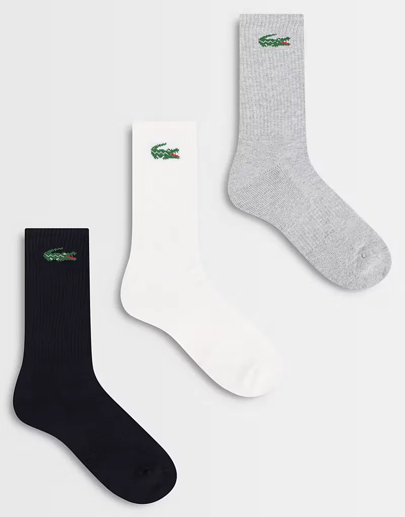 Унисекс спортивные носки Lacoste с логотипом Crocs, 6 пар, черного, белый и серого