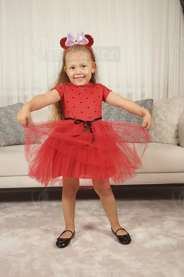 Детское платье для девочек с длинным рукавом Elegant Neocotton, Red — фото 2