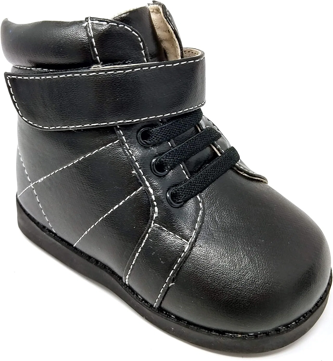 Детские ботинки для мальчиков со скрипом Sneak A' Roos, Black Laces And Velcro