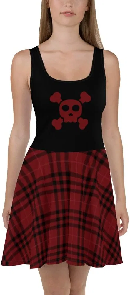 Женское платье-трапеция Skull Punk Skater Dress, White — фото 2