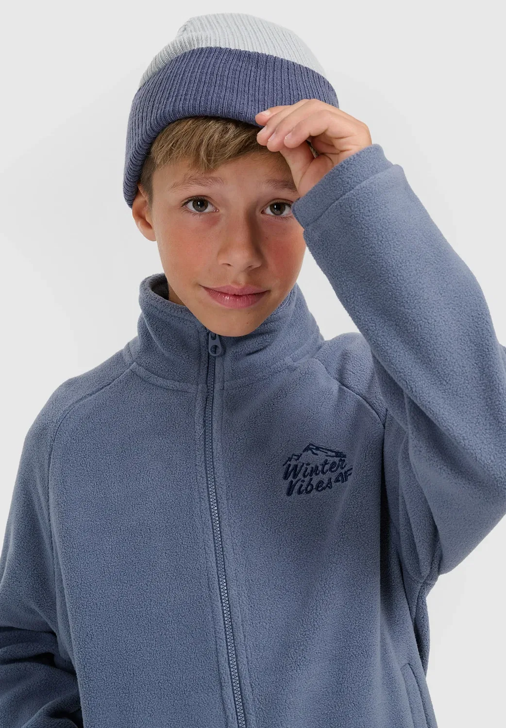 Polar Regular ze Stójką Chłopięcy - флисовая куртка 4F, Denim — фото 4