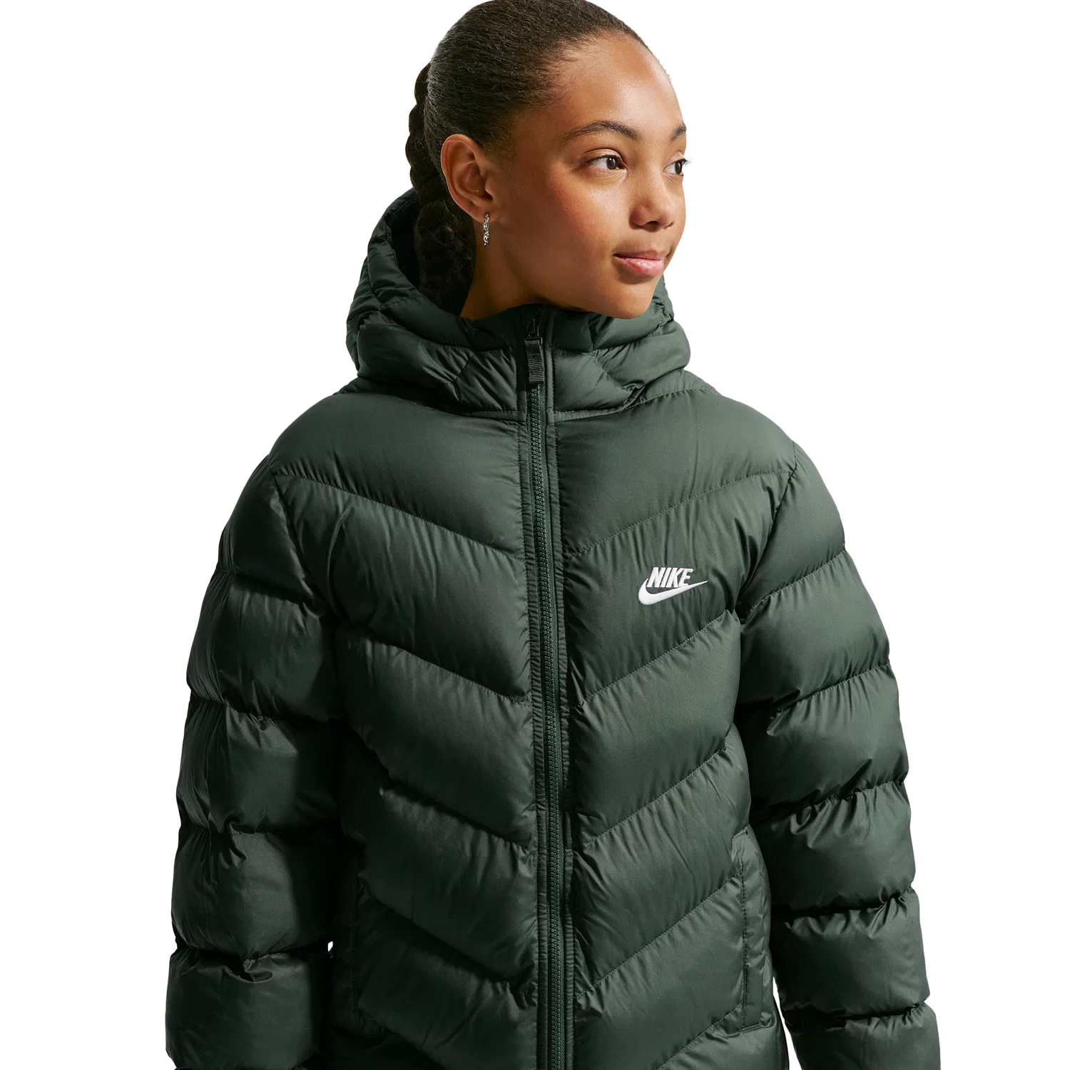 Детский пуховик для мальчиков с принтом All Day Play Mid Thigh Puffer Nike, Camo Green White — фото 4