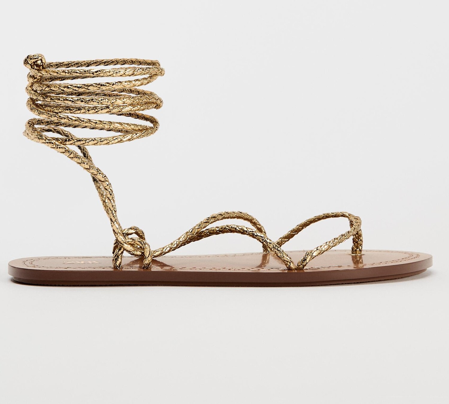 

Сандалии Zara Lace-up Flat, золотой