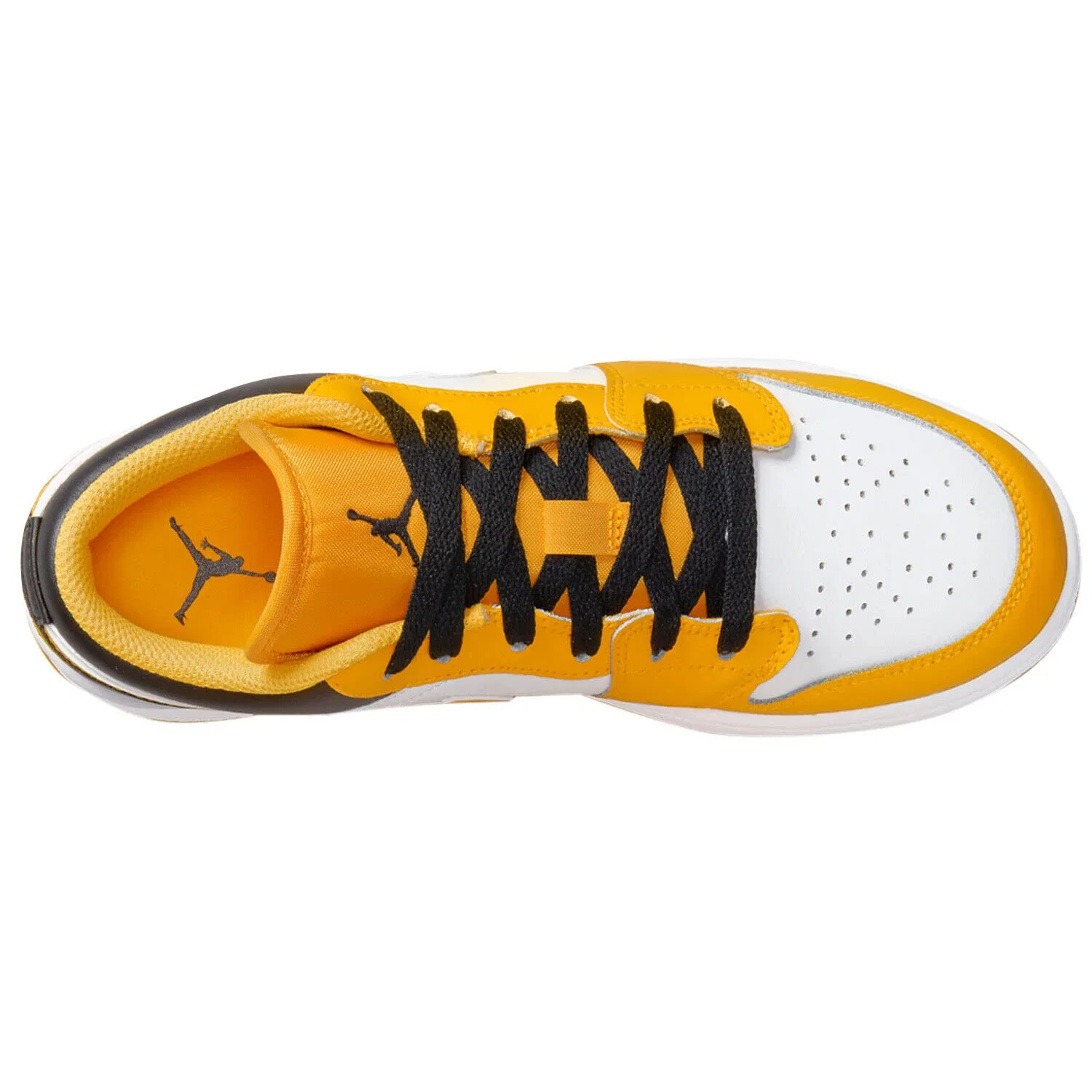Детские баскетбольные кроссовки для мальчиков с принтом Air Jordan 1 Low (Gs) NIKE, Taxi Black White — фото 4