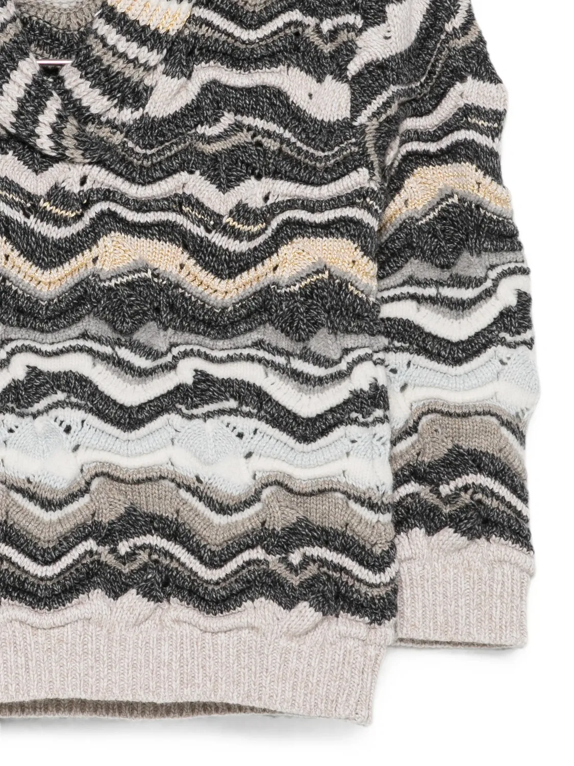 Джемпер с воротником-шалькой и узором зигзаг Missoni Kids, серый — фото 3