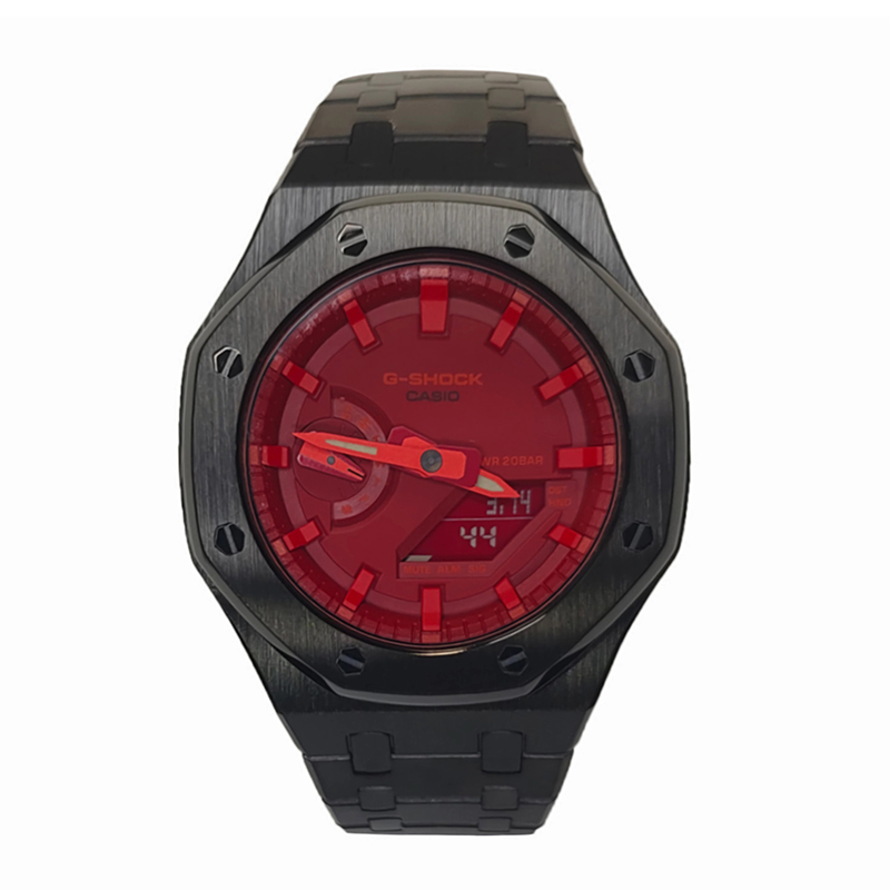 

CASIO Часы Men Liquid Crystal/Analog Dual Display Series Red Watch, Black Steel Coral Red