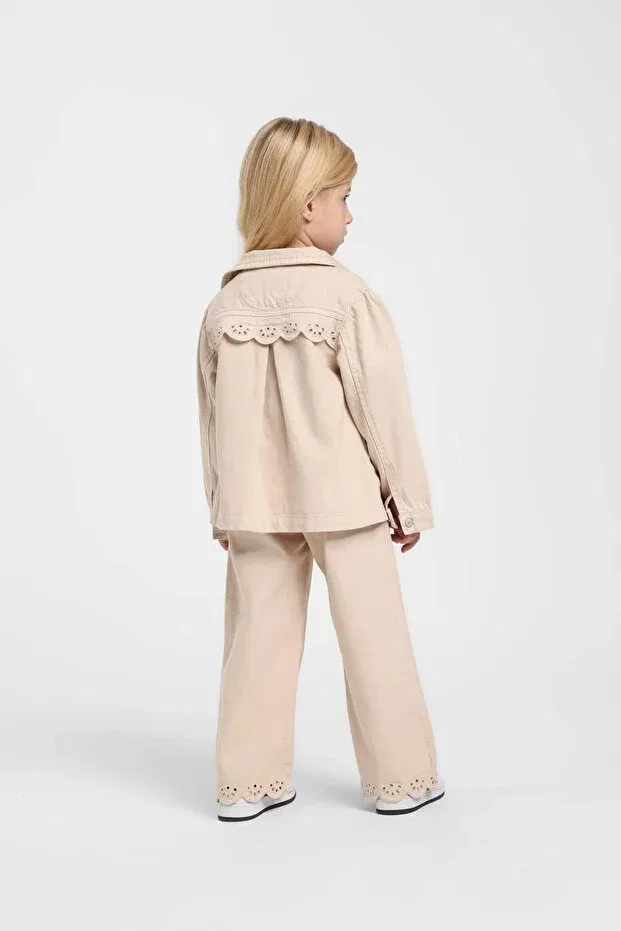 Детский джинсовый жакет для девочек с вышивкой Escabel, Beige — фото 2
