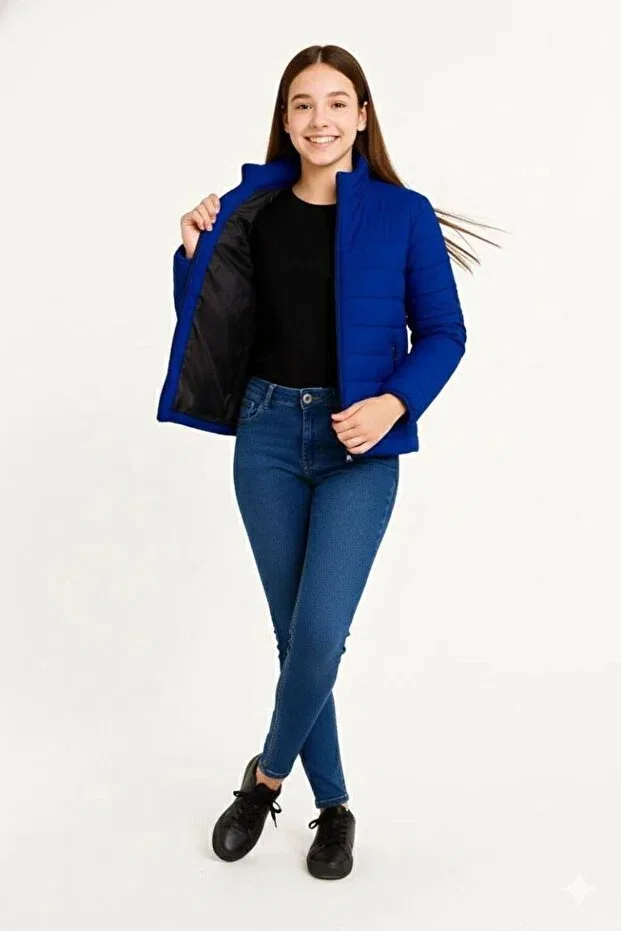 Детское пальто для девочек пуховое Generic Brands, Saks Blue — фото 4