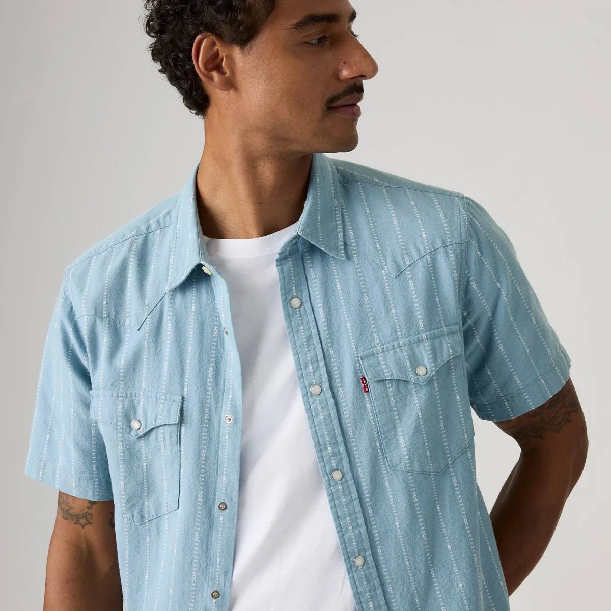 Классическая стандартная рубашка в западном стиле с коротким рукавом Levi's, Summer Reign - Blue — фото 2