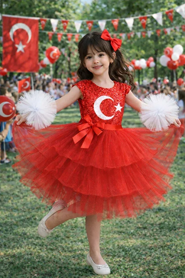 Детское платье для девочек с пайетками Rumi Kids, Red
