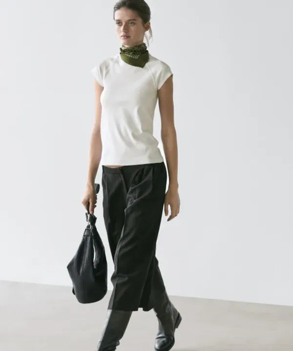 Футболка с коротким рукавом реглан из хлопка, Massimo Dutti — фото 3