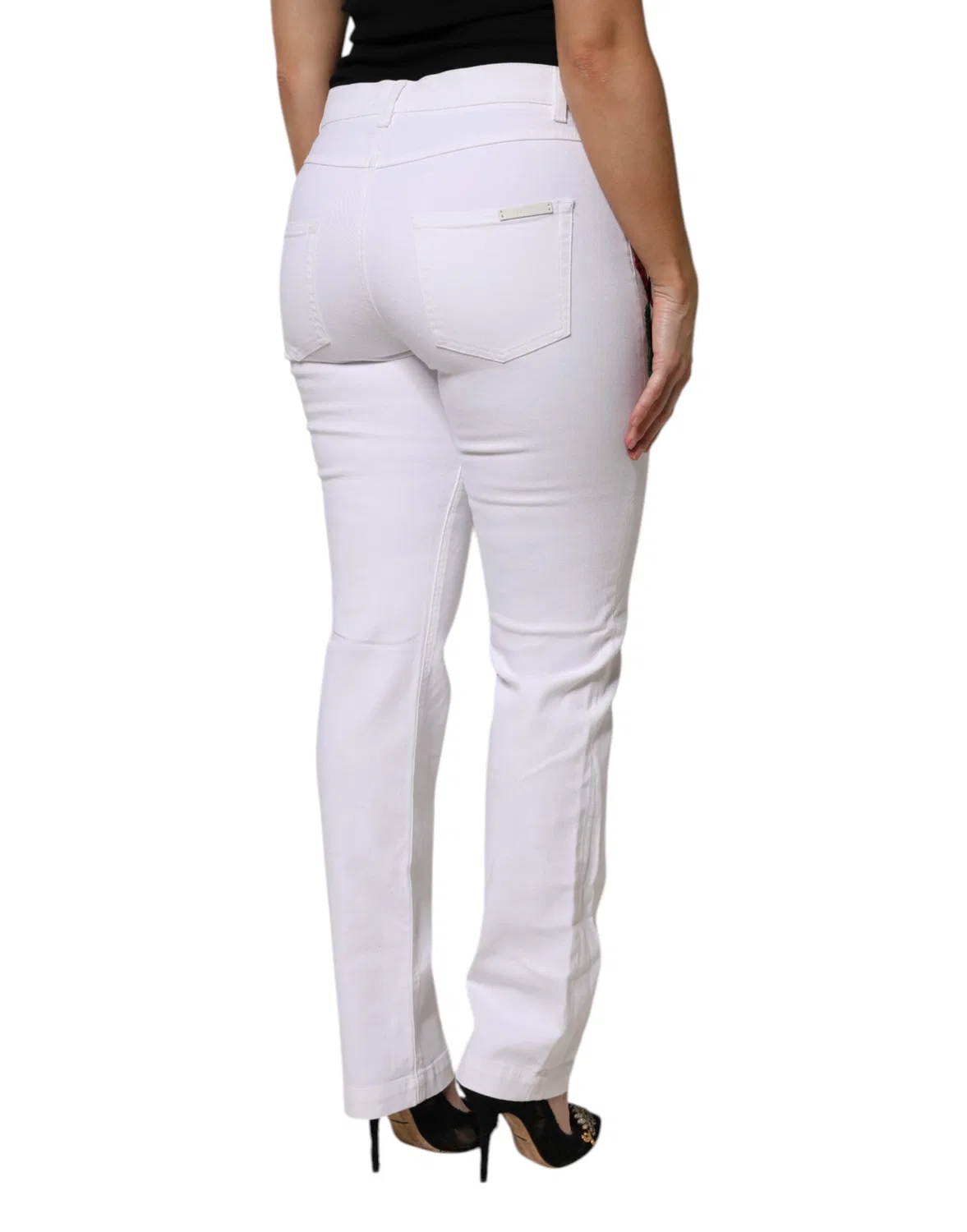 Женские джинсы с цветочной вышивкой Skinny 5 Pockets Dolce & Gabbana, White
