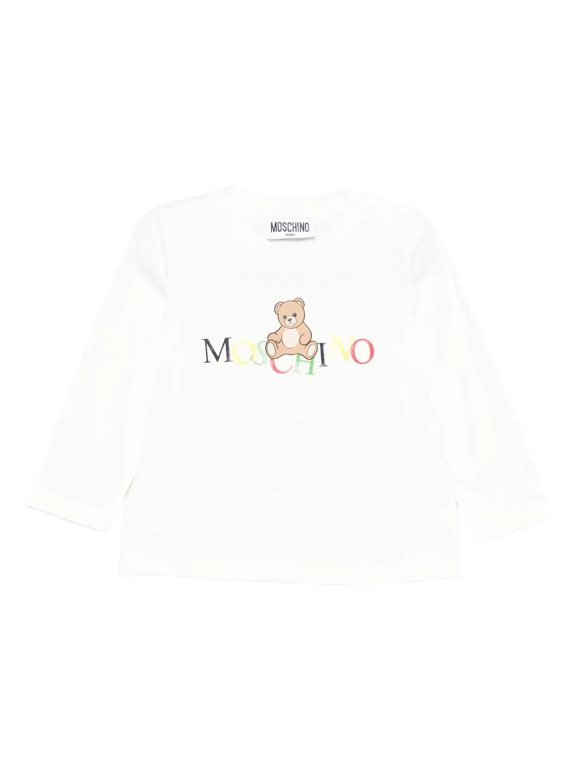 Футболка с длинным рукавом и принтом мишки Moschino, белый