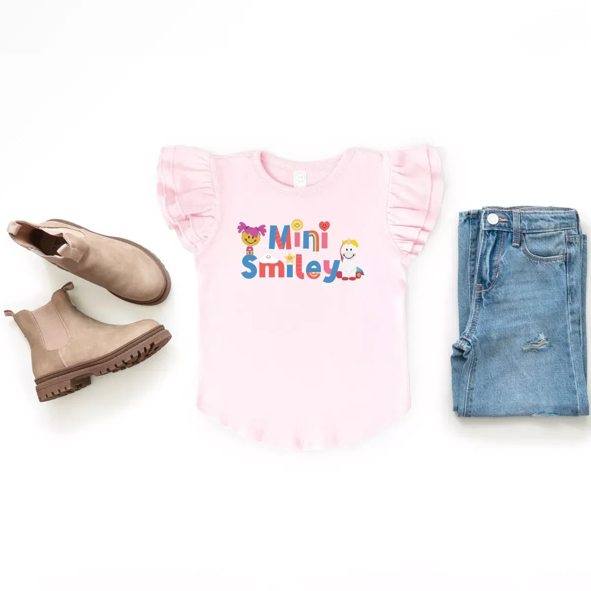 Детская футболка для девочек с принтом Mini Smiley Icons Unicorn The Juniper Shop, Black — фото 2