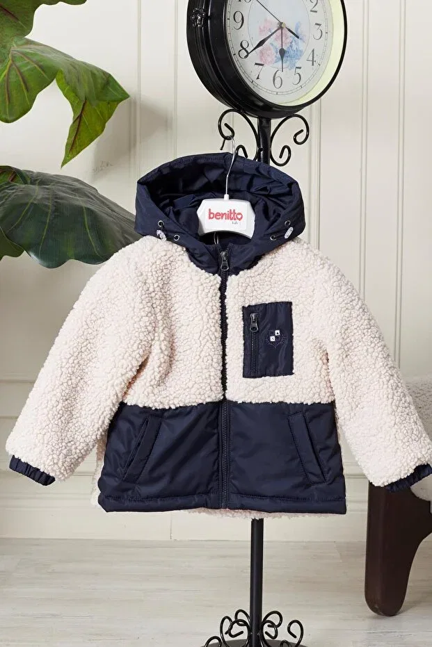 Детское пальто для девочек с капюшоном Benitto Kids, Navy Blue